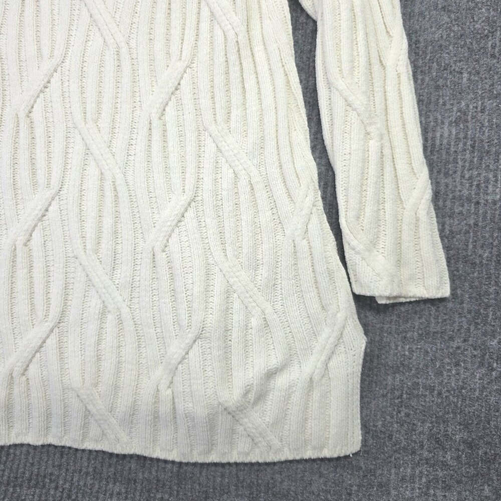 J JILL Sweater Womens M Ivory White Chenille Pullover Textured Knit Tunic Office - Picture 3 of 12